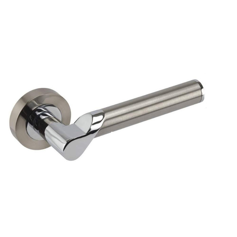  1 Set Titan Design Modern Door Handles on Round Rose in Duo Finish with Screws and Spindles