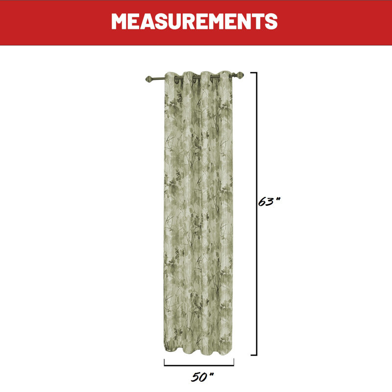 Sybilla Room Darkening Curtain Single Panel, 50"W x 63"L, Green