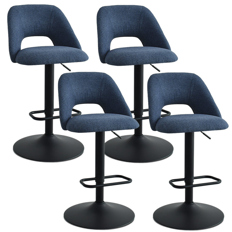 Leotrim 24''-32'' H Adjustable Height Swivel Upholstered Bar Stool, Blue