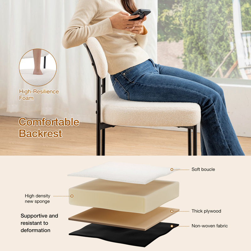 Chaise de salle à manger rembourrée l 19,7 po avec repose-pieds réglables Boucle, 4, Blanc