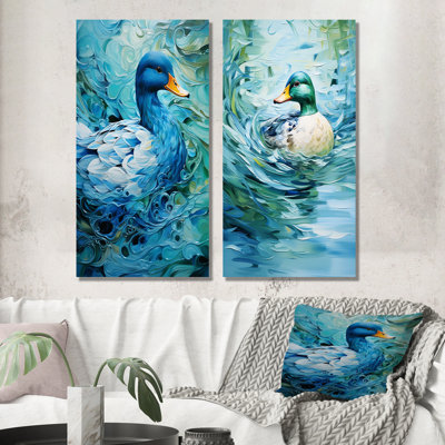 Duck Abstract Ripples II - ensemble de 2 décorations murales en métal Duck