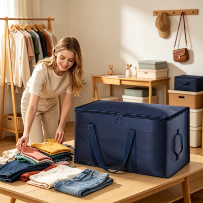 P lastic storage b ag Heavy Duty Moving Storage Bag Large Capacity  Woven Organizer Tote Bag Zippered Clothes Luggage Storage Carrier 69x36x38cm
