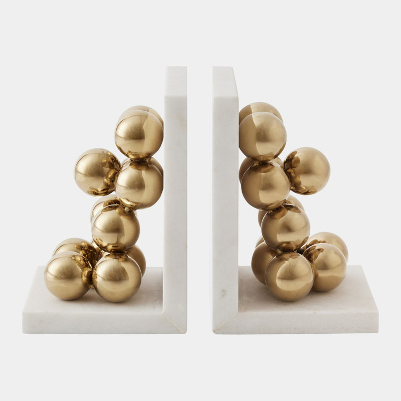 Sphere Bookends-Brass