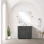 Meuble-lavabo simple en chêne noir 36 po X P 22 po D, avec plateau en quartz blanc
