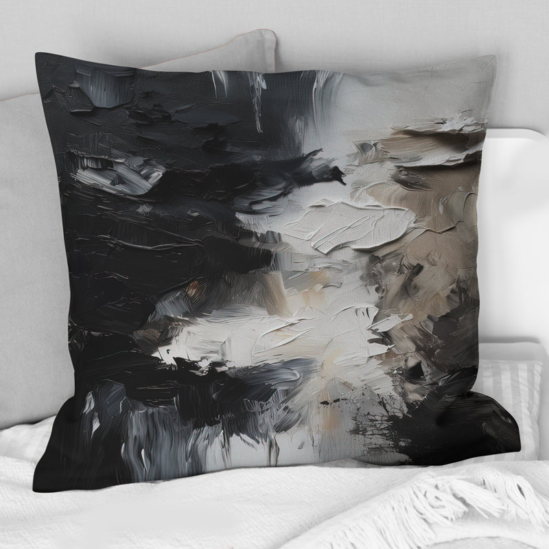 «Black Textured Splash Paint Art II», reproduction d'art abstraite, H 18 po x l 18 po, Carré