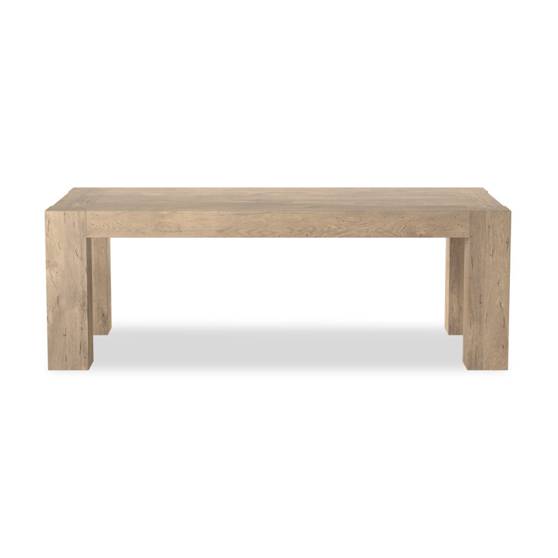Abaso Oak Dining Table, 30'' H x 86'' W x 43'' D, Whitewash Rustic Wormwood Oak