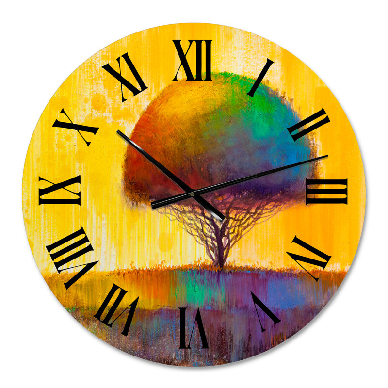 Arbre d'automne forêt colorée - horloge murale, Petit