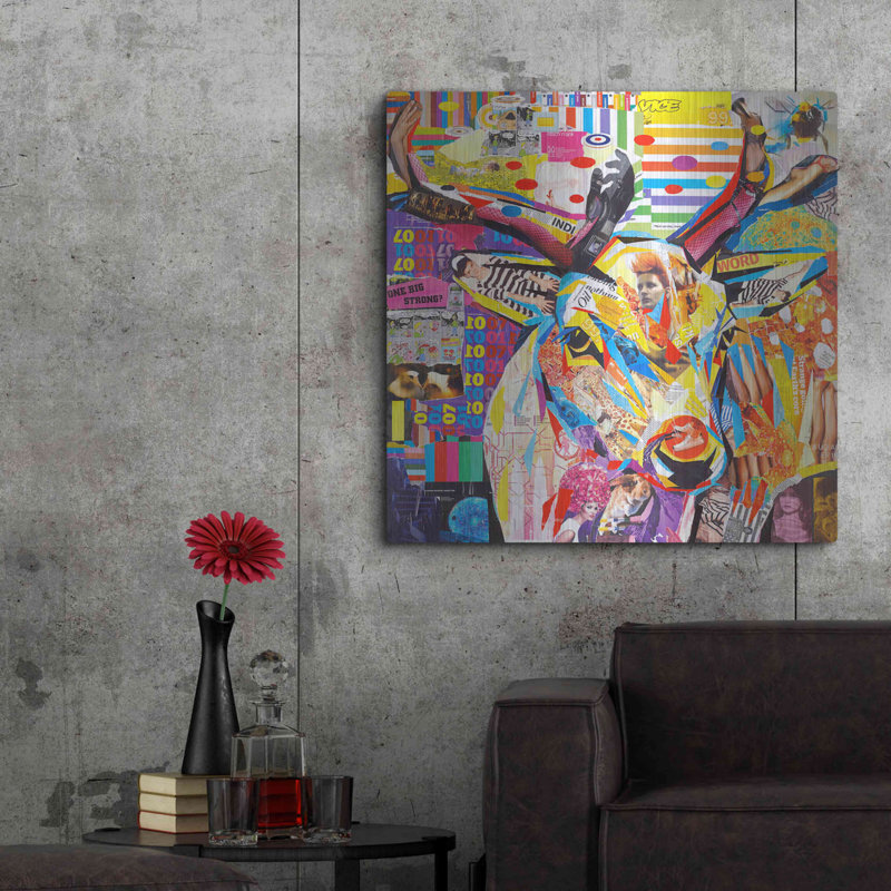 " Funky Deer " by Grey, 36" H x 36" W