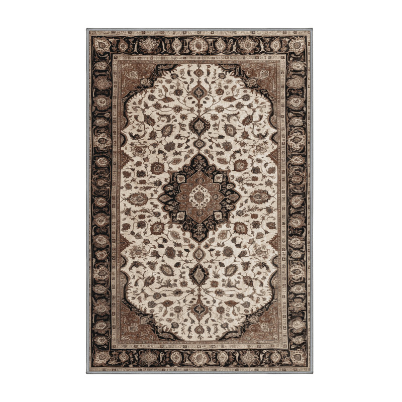 Tapis persan gris lavable à la machine, Rectangle 6 pi x 9 pi