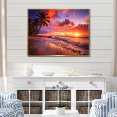 «Beach Photo Sunset Serenade IV - Coastal Beach», reproduction d'art sur toile