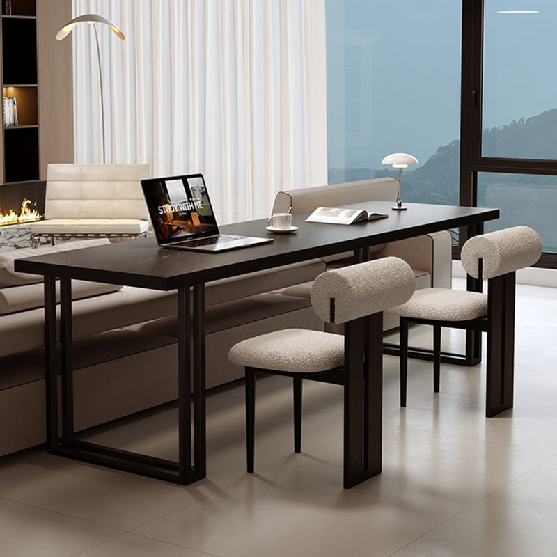 Bureau d'écriture rectangulaire en bois massif noir, H 29,53 po x l 78,74 po x P 23,62 po