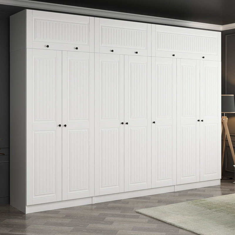 Elina 7 Door Manufactured Wood Wardrobe, 255cm H x 315cm W x 52cm D