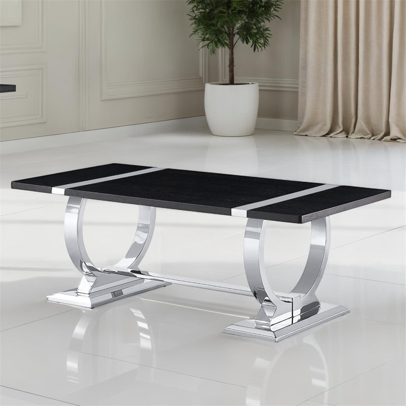 Ensemble de table de style contemporain 3 pièces 1 table basse 2 tables de bout en acier inoxydable à finition tréteaux