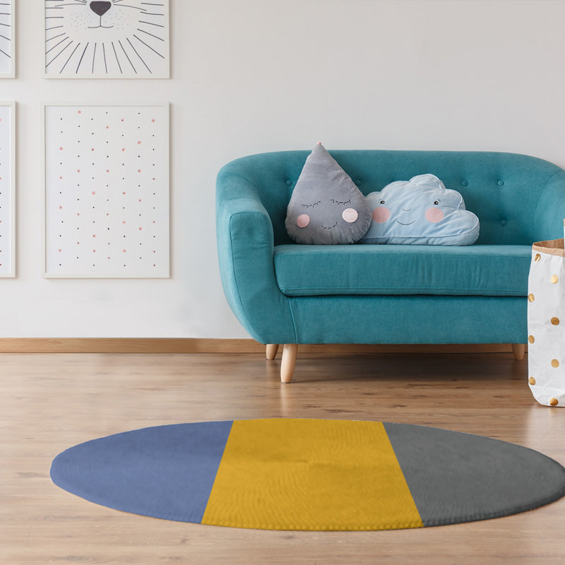 Chenille Striped Indoor Rug, Round 5'