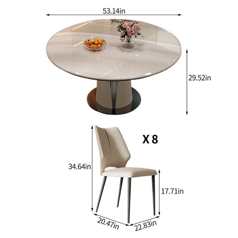 Modern Simple Microlite Round Dining Table Set