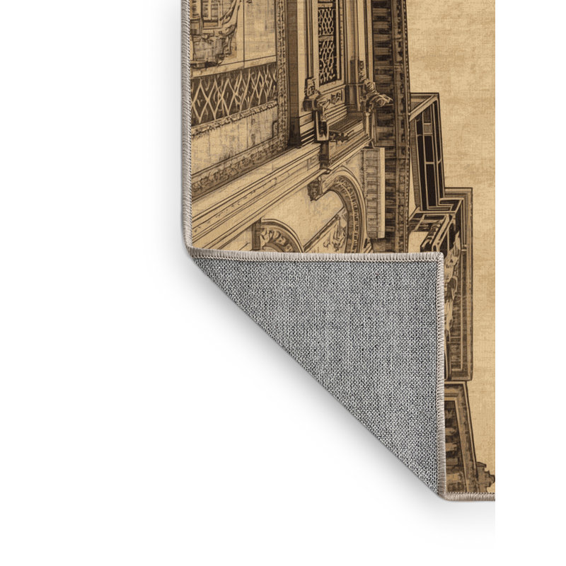 Machine Washable Paizlei Quito Historic Center Vintage Vintage Look Rug in Brown – Beige Binding, 3x5