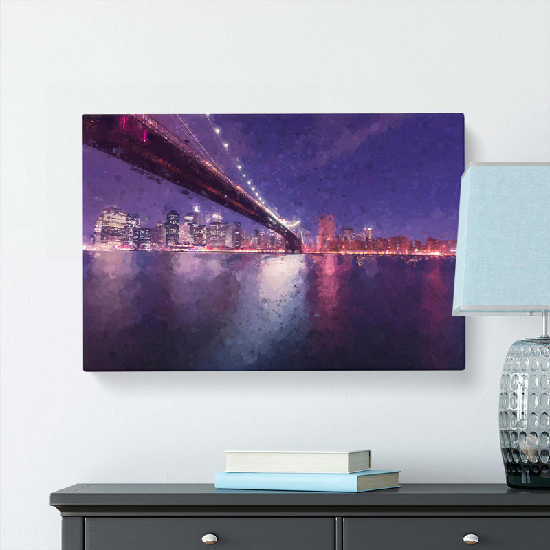 Brooklyn Bridge In New York City In Abstract - Wrapped Canvas Painting, 40cm H x 60cm W x 3cm D