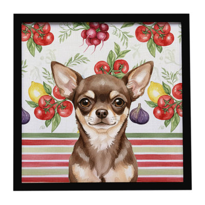 Chocolate Chihuahua Vegetables Framed Metal Print