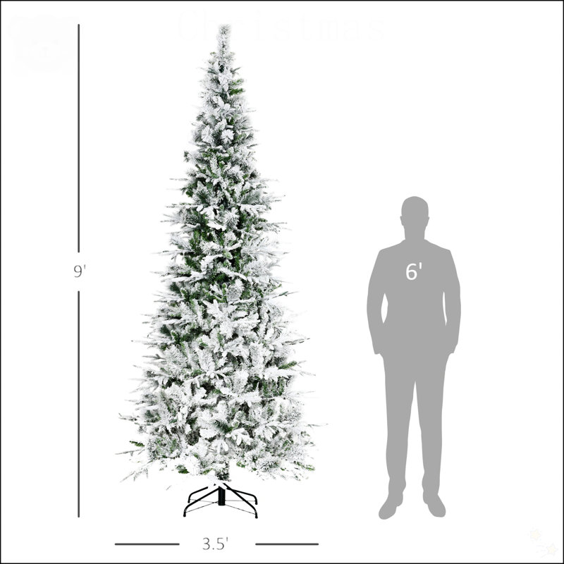 Arbre de Noël artificiel enneigé 9 pi avec branches réalistes et 1159 pointes