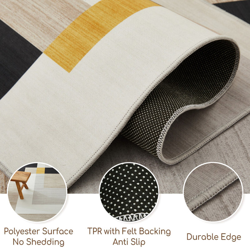 Milo Modern Printed Area Rug - Minimalist Color Block Area Printed Rug, Runner 60 x 220 cm