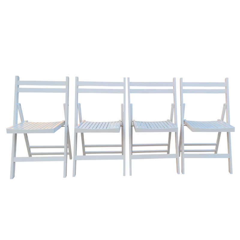 Chaise pliante blanche 4 - Bois massif avec siège à lattes pour un confort extraordinaire, peu importe où, peu encombrant, léger, capacité de charge de 220 lb, 4 blancs, siège, maison et événements, compact, charge