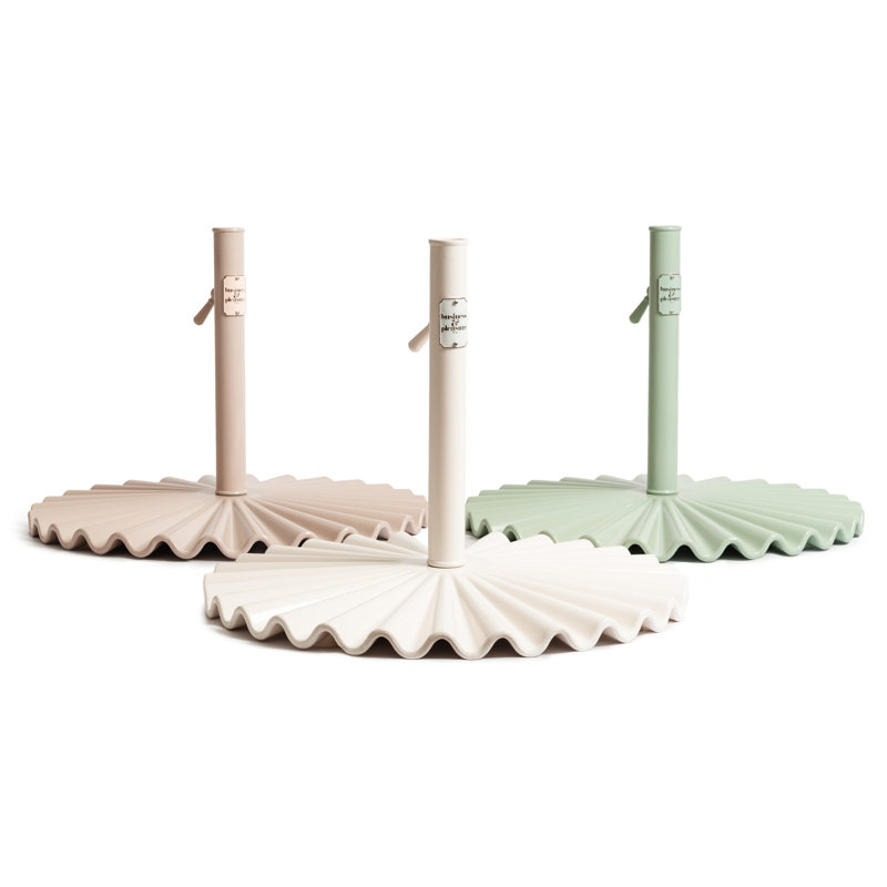 55 Steel Plastic In Ground Umbrella Base, Antique White