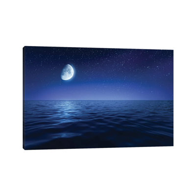 Tranquil Seas contre Rising Moon in a Starry Sky, Crete, Grèce par Evgeny Kuklev - photographie sur toile tendue