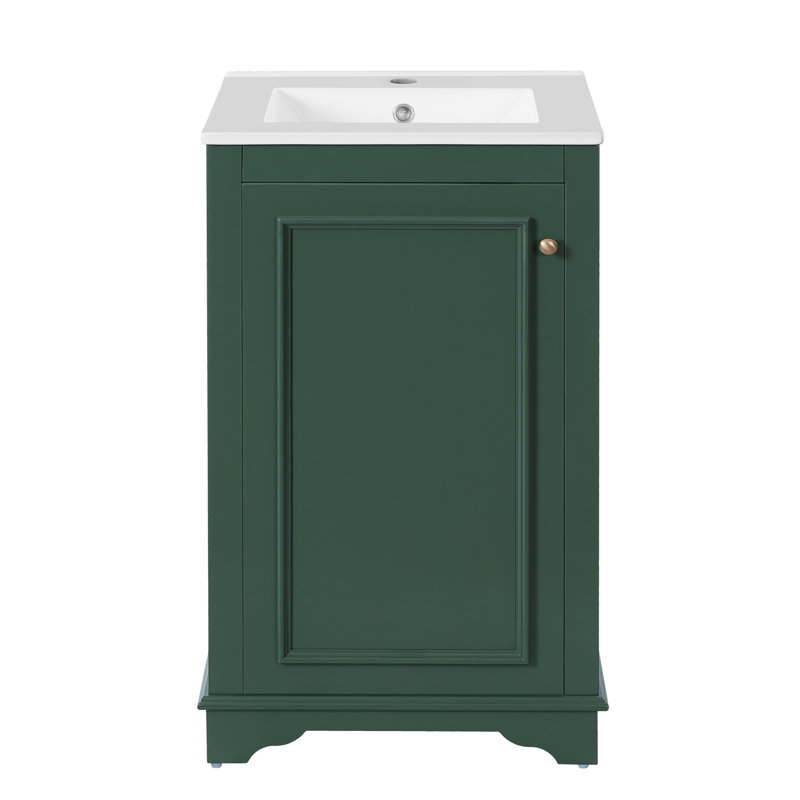 Meuble-lavabo moderne simple 20 po avec comptoir en céramique, Vert