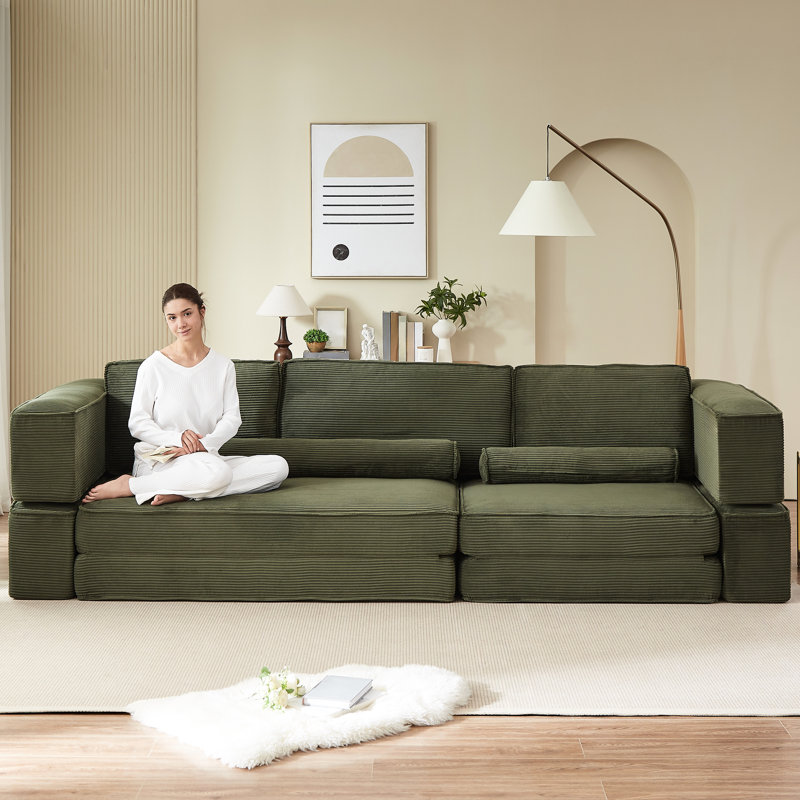 Velours côtelé 4 places Army, suède confortable, structure stable, convient aux grands parents, support doux