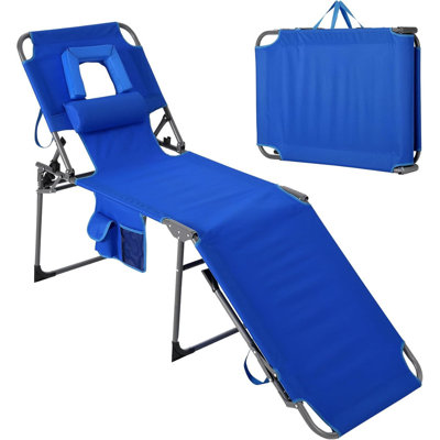 2 chaises de bronzage pliantes avec trou pour le visage, dossier réglable à 5 positions, chaise longue de plage portable avec coussin et poche latérale pour la cour, la piscine et le patio