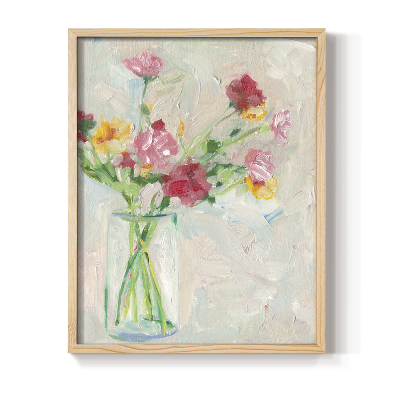 Painterly Soft Bouquet I, reproduction encadrée - bois massif, H 11 po x l 9 po