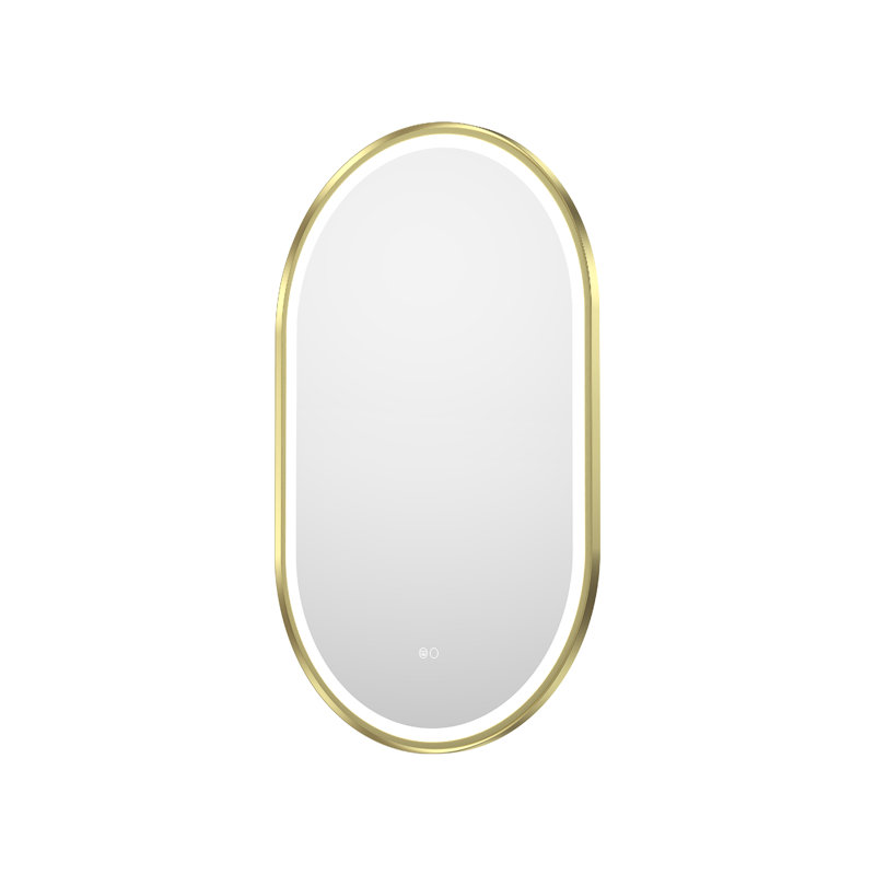ZC-Mirror  36" H Wall Mounted Bathroom Framed LED Mirror With Memory Function, 36" x 20", Brushed Gold