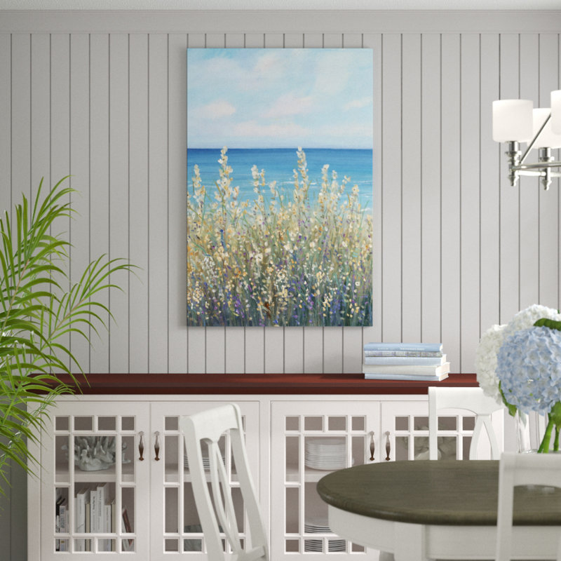 «Flowers at the Coast I», peinture sur toile, H 48 po x l 32 po, Toile tendue