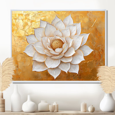Golden Lotus White Dream I - Lotus, art mural