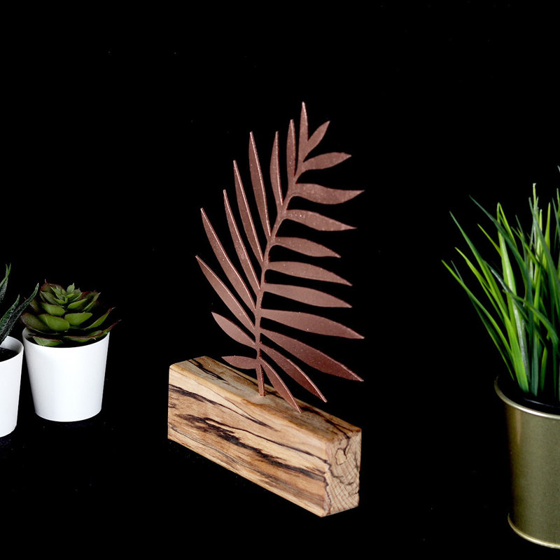 Elegant Decorative Object, Bronze Finish, 6.7 x 10.6 x 1.4 inches | 100% Metal (Thickness: 0.08 inches) with Sturdy Wooden Base | Perfect for Home Decor, Unique Accent Piece for Living Room & Office