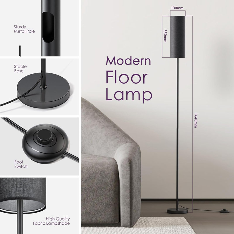 Floor Lamps For Living Room, Modern Floor Lamp With RGB Leds Bulb,Dimmable Floor Lamp With App Control & Remote Control,Tall Reading Lamp For Bedroom, Living Room, Office Lampshade