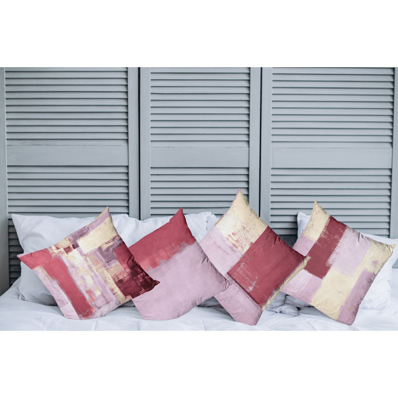 Reversible Pillow Cover, 24" H x 24" W, Mauve Raspberry / Eggshell