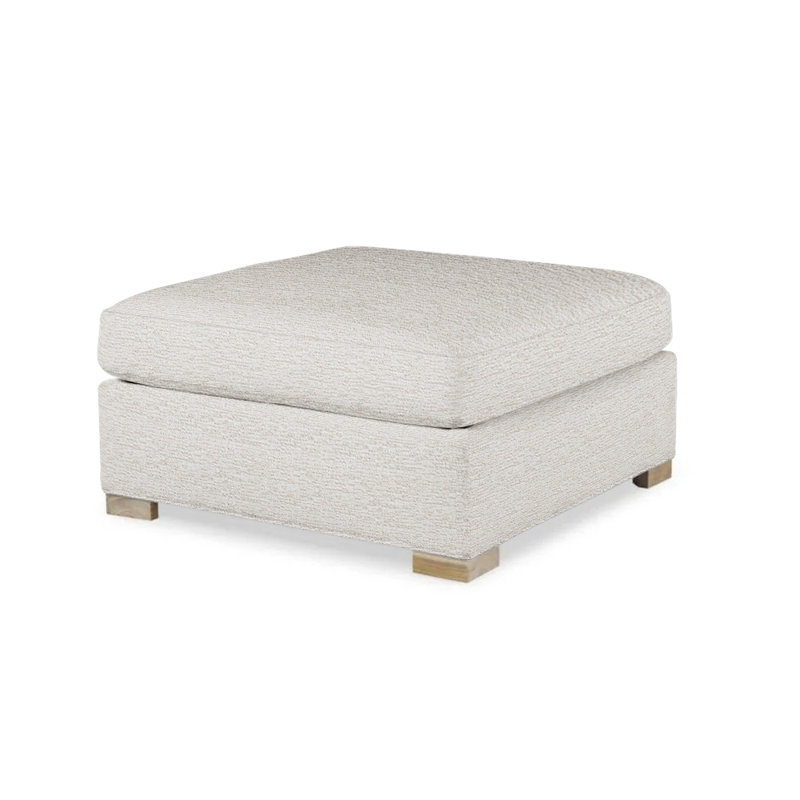 Landon Outdoor Teak Ottoman, Off-White 71629L12