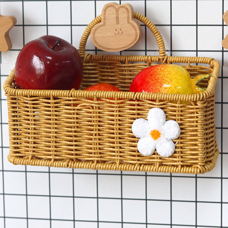 Panier de rangement mural en rotin tissé à la main 1 pièce pour panier de rangement pour légumes, oignons, ail et fruits
