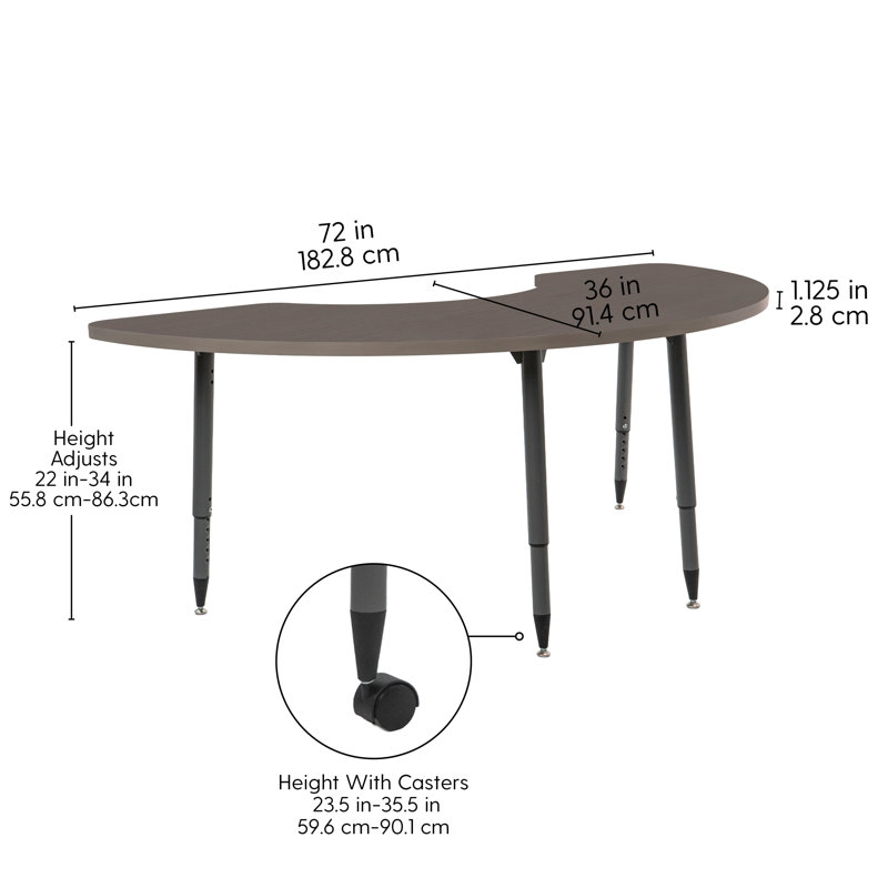 Table d'activité thermofusionnée 36 x 72 avec pieds fuselés réglables Adapte, Strandz cosmique, Mer du nord