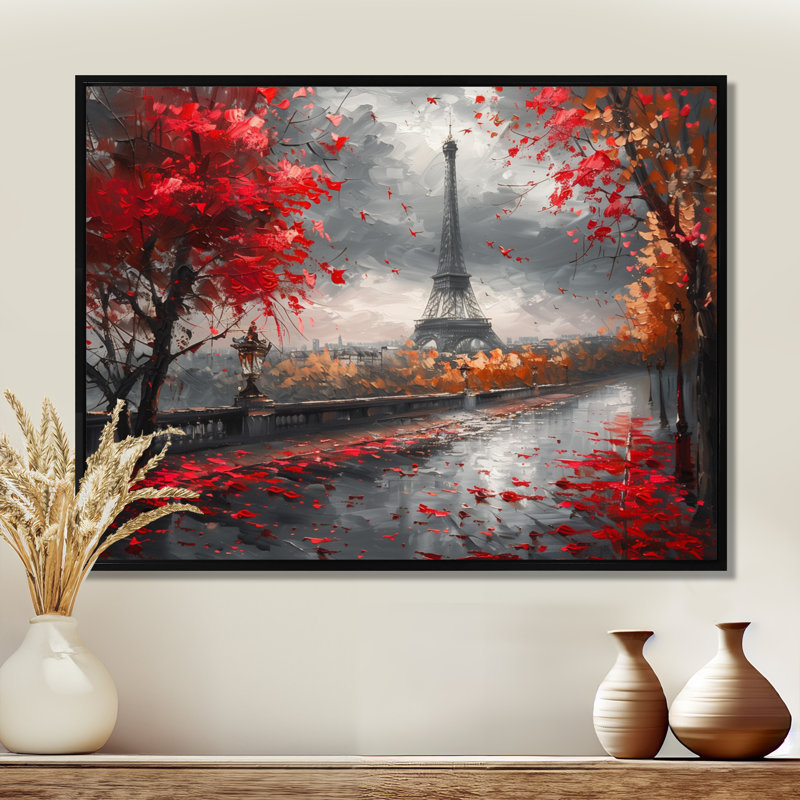 Thimeo - City Paris Wall Art Living Room, H 12 po x l 20 po, Cadre noir