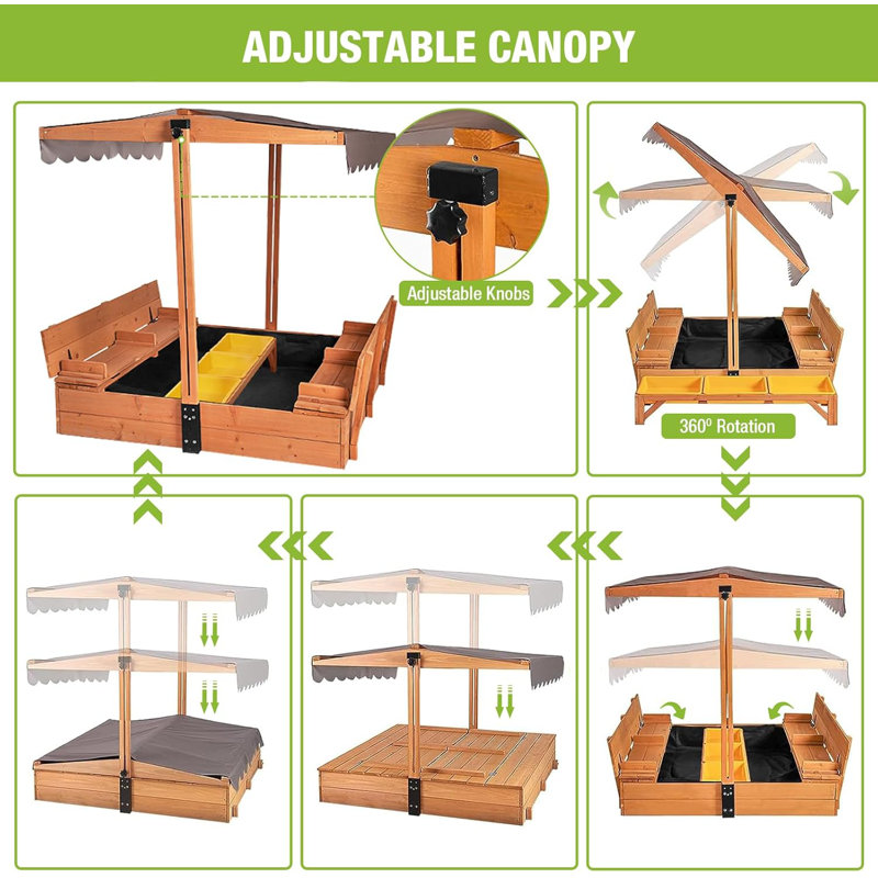 Aivituvin x Solid Wood Sandbox with Cover