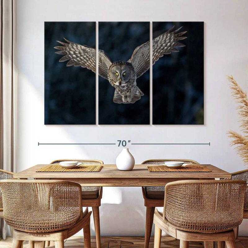Brampt Flying Gray Owl, 42" H x 65" W