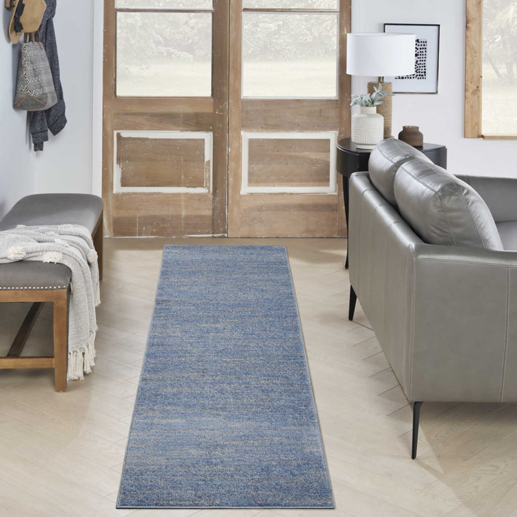 Mulican Solid Color Machine Made Power Loom Polypropylene Indoor / Outdoor Area Rug in Blue