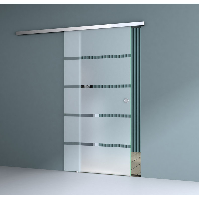 Durovin 900mm internal Sliding Glass Door Frosted Sections Round Handle for Bathrooms Bedroom, 775mm x 2050mm