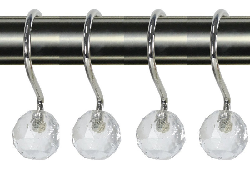 Crochets de rideau de douche cristal ball, Transparent