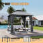 Pavillon de jardin robuste 8 pi x 8 pi avec abattants allongés - Pavillon à toit double à structure stable avec filet et drainage intégré-128935595-128935597