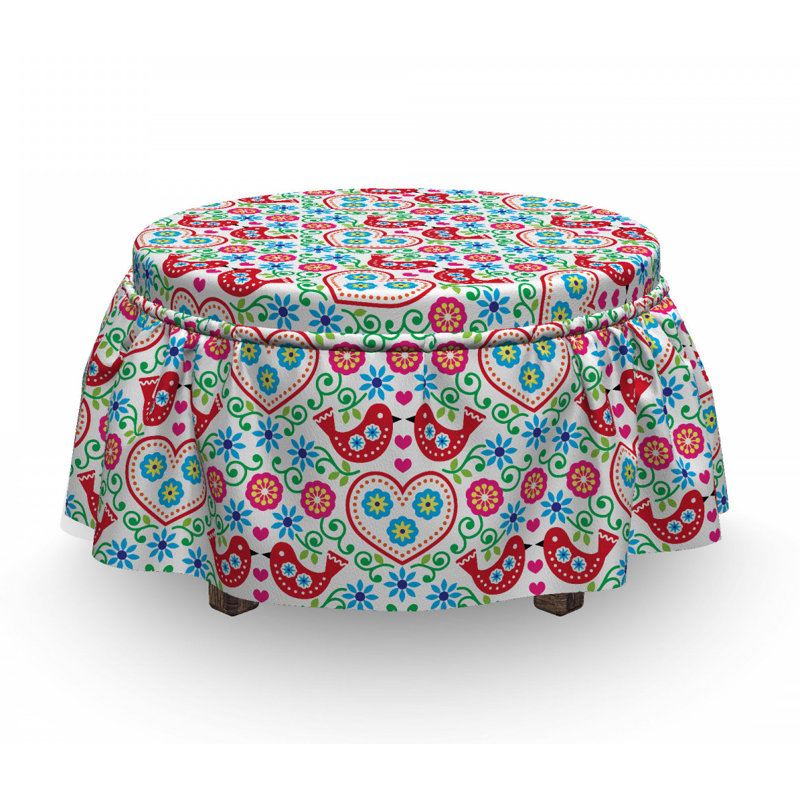 Housse pour repose-pieds Flowers Birds and Hearts