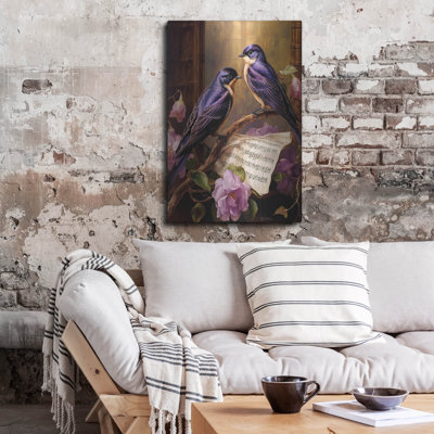 Art mural en métal Winston Porter «Swallows In Music» par Momart