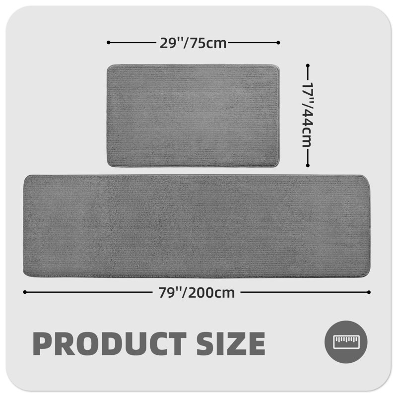 Tapis de cuisine Demarus, Rectangle 6 pi 7 po x 1 pi 5 po, Gris foncé